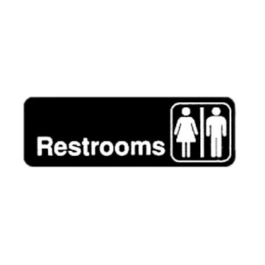 Winco SGN-313 Black and White Unisex Restrooms Sign 9" x 3"