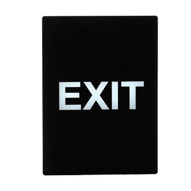Winco SGN-805 Informational Sign, 8.46" x 11.85", "Exit", white print on black