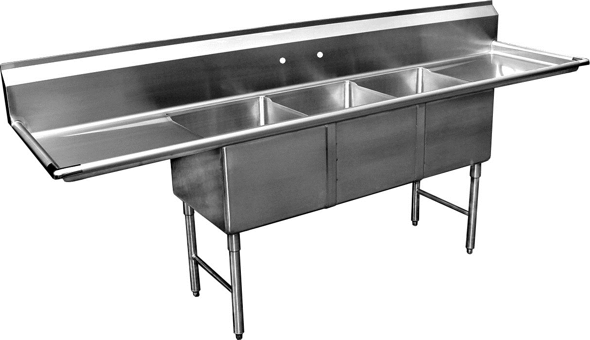 GSW USA SHH18243D Sink, three compartment, 90-3/8"W x 30"D x 45"H