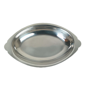 Thunder Group SLGT012 Au Gratin Dish, oval, 12 oz. capacity, crumb groove, stainless steel, mirror-finish