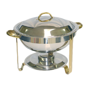 Thunder Group SLRCF0831GH Stainless Steel Round Chafer with Gold Accents 4 Qt.
