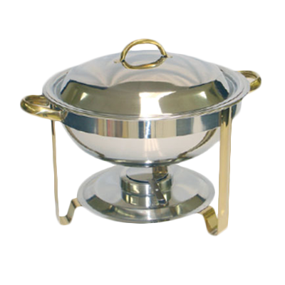 Thunder Group SLRCF0831GH Stainless Steel Round Chafer with Gold Accents 4 Qt.