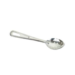 Thunder Group SLSBA113 11" Stainless Steel Perforated Flat Handle Basting Spoon