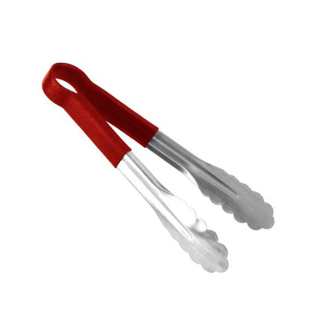 Thunder Group SLTG810R 10" Stainless Steel Red Handle Utility Tongs