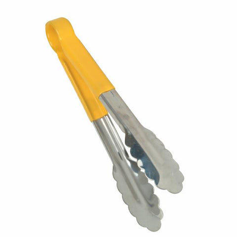 Thunder Group SLTG812Y 12"L Stainless Steel Yellow Handle Utility Tongs