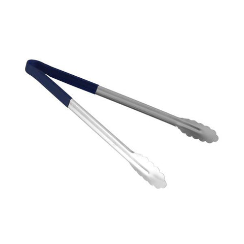 Thunder Group SLTG816B 16"L Stainless Steel Blue Handle Utility Tongs