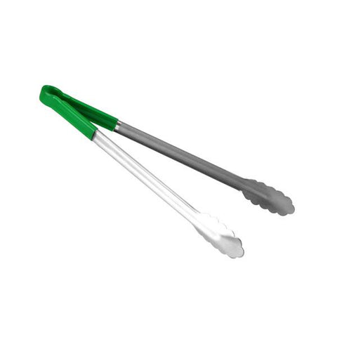 Thunder Group SLTG816G 16"L Stainless Steel Green Handle Utility Tongs