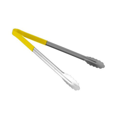 Thunder Group SLTG816Y 16"L Stainless Steel Yellow Handle Utility Tongs