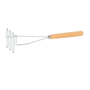 Thunder Group SLTMA012 Potato Masher, 12"L, square face, wooden handle, stainless steel