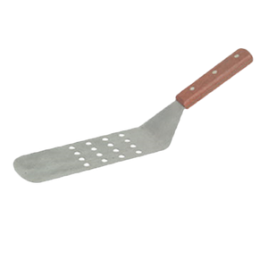 Thunder Group SLTWBT110 Turner, perforated, 10" round blade, 14" OA length, wood handle, stainless steel