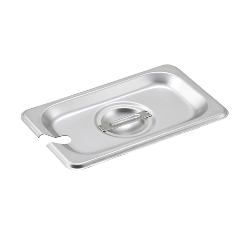 Winco SPCN Steam Table Pan Cover, 1/9 size, slotted, with handle, 18/8 stainless steel, NSF