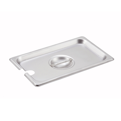 Winco SPCQ Steam Table Pan Cover, 1/4 size, slotted, with handle, 18/8 stainless steel, NSF