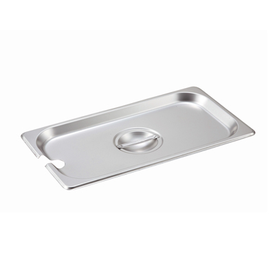 Winco SPCT Steam Table Pan Cover, 1/3 size, slotted, with handle, 18/8 stainless steel, NSF