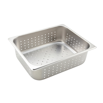 Winco SPHP4 Steam Table Pan, half size, 4" deep, perforated, 25 gauge, stainless steel, NSF