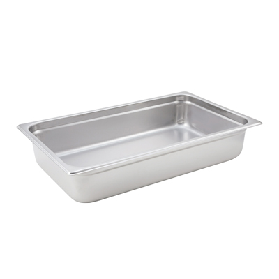 Winco SPJH-104 Steam Table Pan, full size, 20-3/4" x 12-3/4" x 4" deep, 22 gauge heavy weight, anti-jamming, 18/8 stainless steel, NSF