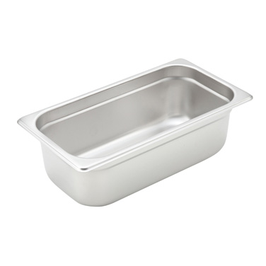 Winco SPJH-304 Steam Table Pan, 1/3 size, 6-7/8" x 12-3/4" x 4" deep, 22 gauge heavy weight, anti-jamming, 18/8 stainless steel, NSF