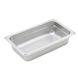 Winco SPJH-402 Steam Table Pan, 1/4 size, 10-5/6" x 6-5/16" x 2-1/2" deep, 22 gauge heavy weight, anti-jamming, 18/8 stainless steel, NSF
