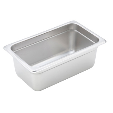 Winco SPJH-404 Steam Table Pan, 1/4 size, 10-5/6" x 6-5/16" x 4" deep, 22 gauge heavy weight, anti-jamming, 18/8 stainless steel, NSF