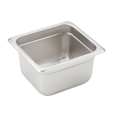 Winco SPJH-604 Steam Table Pan, 1/6 size, 6-7/8" x 6-5/16" x 4" deep, 22 gauge heavy weight, anti-jamming, 18/8 stainless steel, NSF