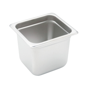 Winco SPJH-606 Steam Table Pan, 1/6 size, 6-7/8" x 6-5/16" x 6" deep, 22 gauge heavy weight, anti-jamming, 18/8 stainless steel, NSF