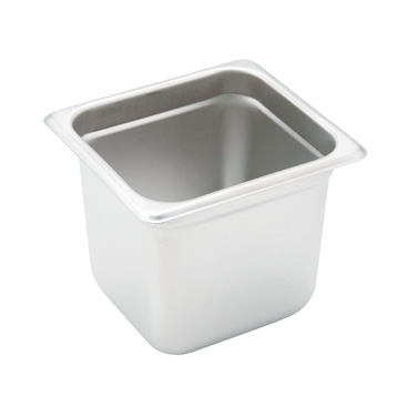 Winco SPJH-606 Steam Table Pan, 1/6 size, 6-7/8" x 6-5/16" x 6" deep, 22 gauge heavy weight, anti-jamming, 18/8 stainless steel, NSF