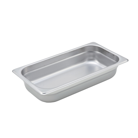 Winco SPJM-302 Steam Table Pan, 1/3 size, 6-7/8" x 12-3/4" x 2-1/2" deep, 24 gauge, anti-jamming, 18/8 stainless steel, NSF