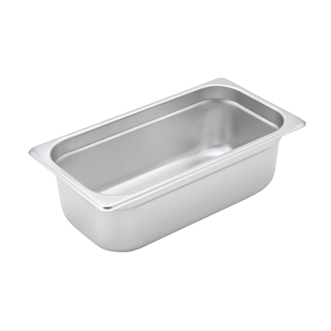 Winco SPJM-304 Steam Table Pan, 1/3 size, 6-7/8" x 12-3/4" x 4" deep, 24 gauge, anti-jamming, 18/8 stainless steel, NSF
