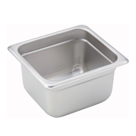 Winco SPJM-604 Steam Table Pan, 1/6 size, 6-7/8" x 6-5/16" x 4" deep, 24 gauge, anti-jamming, 18/8 stainless steel, NSF