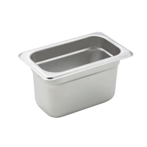 Winco SPJM-904 Steam Table Pan, 1/9 size, 6-3/4" x 4-1/4" x 4" deep, 24 gauge, anti-jamming, 18/8 stainless steel, NSF