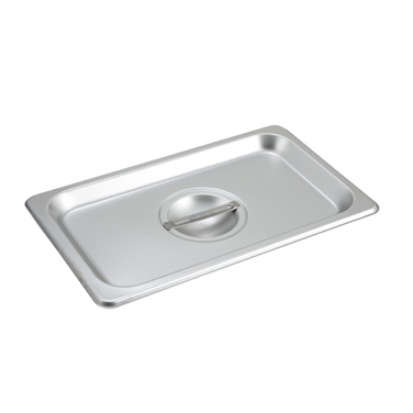 Winco SPSCQ Steam Table Pan Cover, 1/4 size, solid, with handle, 18/8 stainless steel, NSF