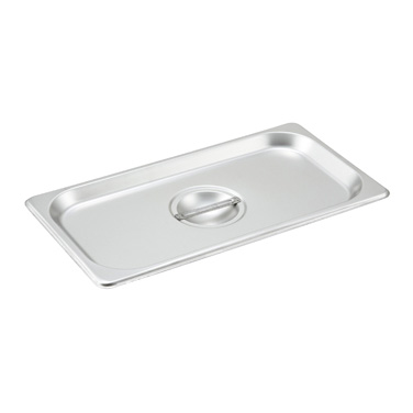 Winco SPSCT Steam Table Pan Cover, 1/3 size, solid, with handle, 18/8 stainless steel, NSF