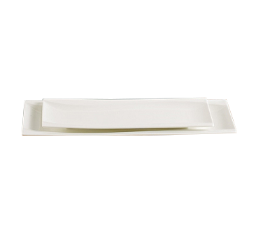Yanco SW-212 Sea Wave Plate, 12"L x 4-5/8"W, rectangular, dishwasher, porcelain, bone white