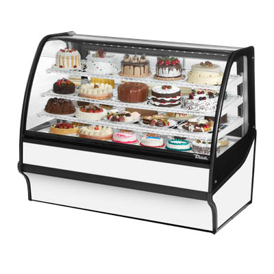 Display Merchandiser, Refrigerated, 77-1/4"L, Curved Glass Front