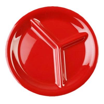 Thunder Group CR710PR 10-1/4"  Pure Red 3-Compartment Melamine Plate