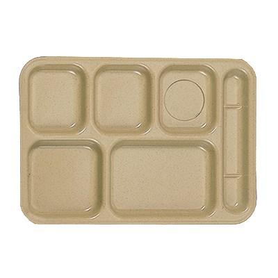 Thunder Group ML802S 14-1/2" X 10" Right-Hand 6 Compartment Melamine Tray, Sand