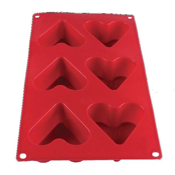 Thunder Group PLBM002S 4.4 Oz  Silicone Baking Molds - (6) Heart-Shaped Cavities