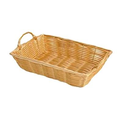 Thunder Group PLBN1208T 12" X 8" X 3" Rectangular Basket with Handles, Handwoven, Plastic, Natural Tan