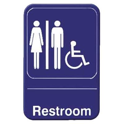 Thunder Group PLIS6903BL 6" X 9" Information Sign With Symbols, Restrooms/ Accessible