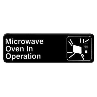Thunder Group PLIS9324BK 9" X 3" Information Sign With Symbols, Microwave Oven In Operation