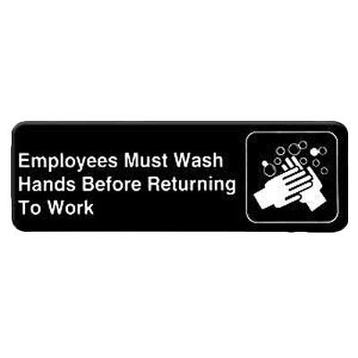 Thunder Group PLIS9325BK 9" X 3" Information Sign With Symbols, Employees Must Wash Hands