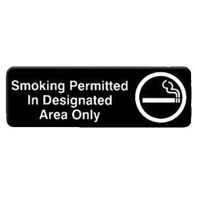 Thunder Group PLIS9327BK 9" X 3" Information Sign With Symbols, Smoking Permitted In Designed
