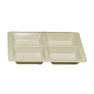 Thunder Group PS5104V Compartment Plate, 4-Wells, 60 Oz, 13-1/2" X 13-1/2" X 1-3/8", Square, BPA Free, NSF