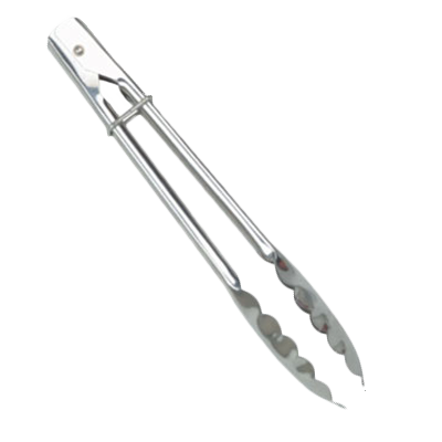 Thunder Group SLTHUT010 10" Stainless Steel Spring Action Utility Tongs w/ Lock Ring