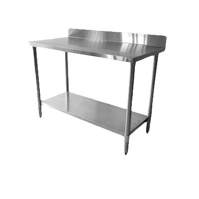 Thunder Group SLWT42460F4 24" X 60" X 35" 430 Stainless Steel Worktable, Flat Top With 4" Backsplash