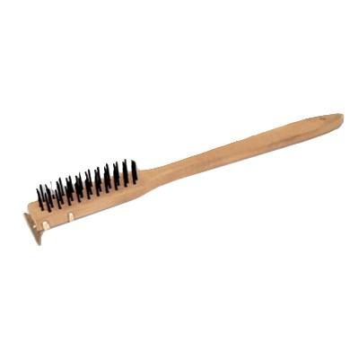 Thunder Group WDBS020H Wire Brush, With Scraper, 20"L, Heavy-Duty, Wood Handle, Wire Bristles