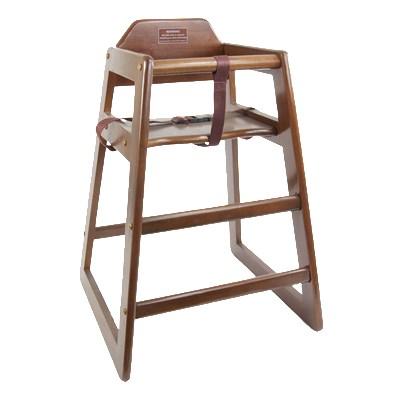 Thunder Group WDTHHC019 High Chair, Safety Harness Straps, Wide Stance, Wood, Walnut Finish, KD