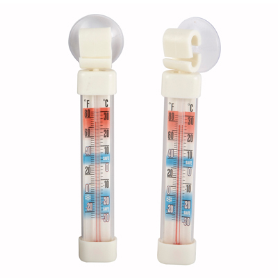 Winco TMT-RF1 Refrigerator/Freezer Thermometer, tube style, temperature range -26° to 86°F (-30° to 30°C), 2-7/8" x 5/8" face, with suction cup, NSF