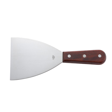 Winco TN54 Scraper, 4-7/8" x 4" blade, large, dishwasher safe, wooden handle, stainless steel, satin finish