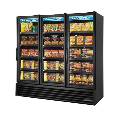 True FLM-81~TSL01 Three-Section Glass Door Refrigerated Merchandiser with Swinging Doors