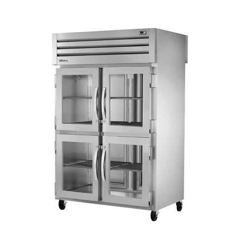 Two-Section Pass Thru Refrigerator with (4) Glass Front / (2) Solid Rear Doors